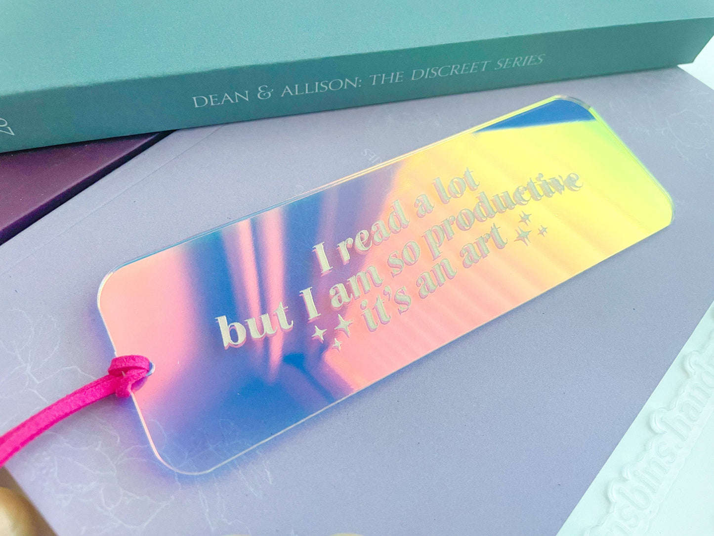 I Read A Lot But So Productive - Shiny Iridescent Bookmark